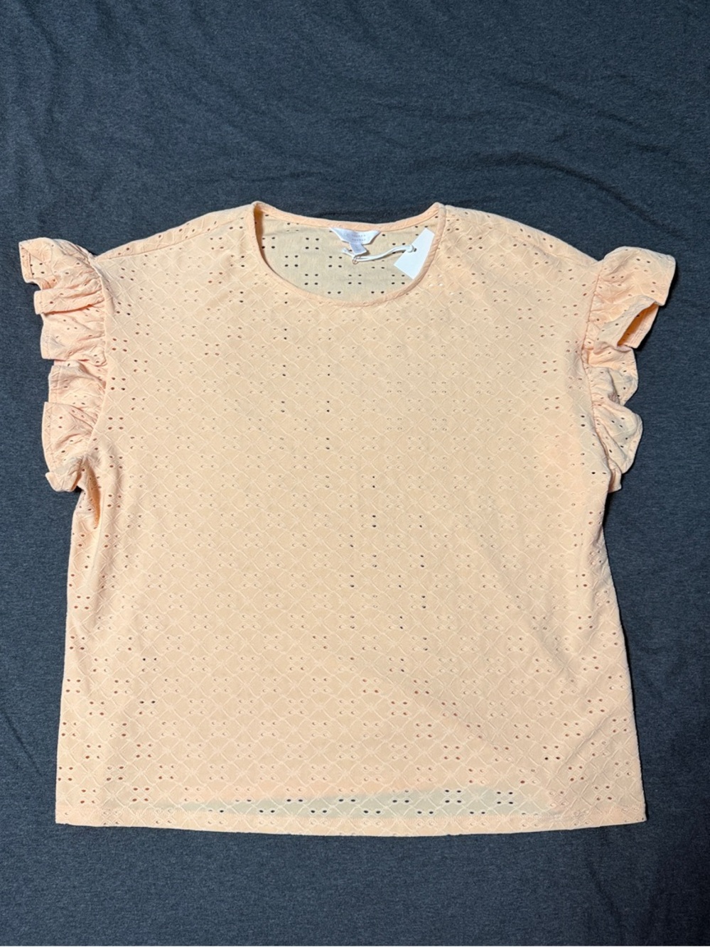 Women’s Peach Eyelet Ruffle Sleeve Top